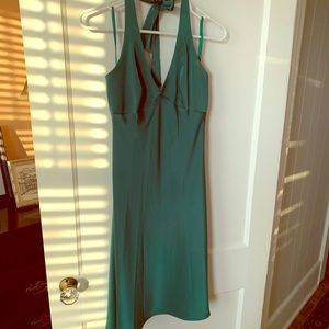 BCBG Max Azria satin slip holiday dress in green
